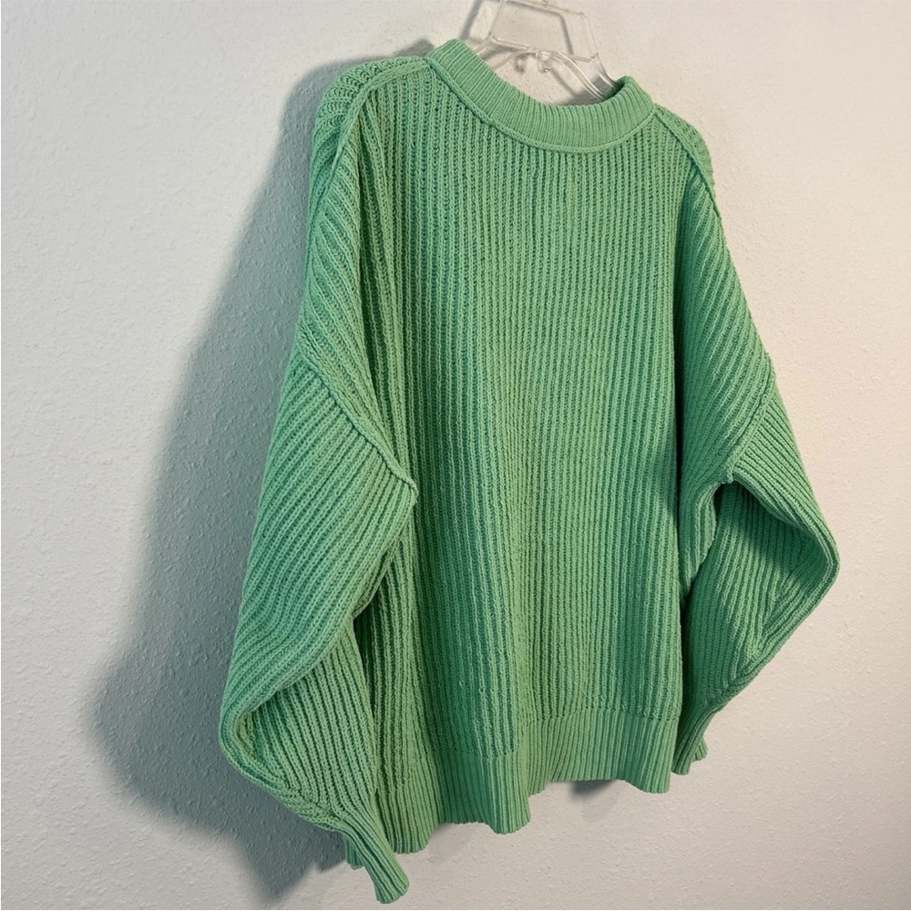 Aerie Crewneck Ribbed Tight Knit Sweater Fresh Green Women’s XS Oversized - Picture 10 of 11